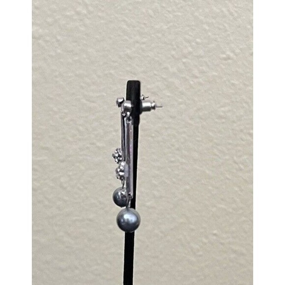 Art de Franco Swarovski Elements and Pearl Dangle Drop Post Earrings 8mm - Picture 7 of 10